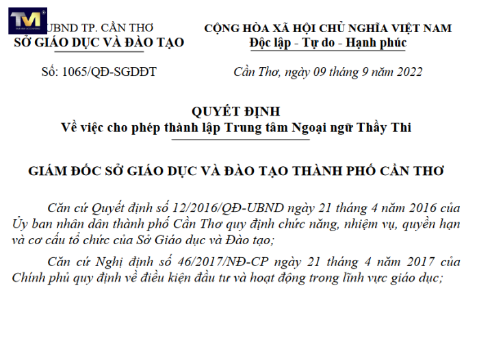 Điều kiện thành lập trung tâm ngoại ngữ (7) Điều kiện thành lập trung tâm ngoại ngữ (7)