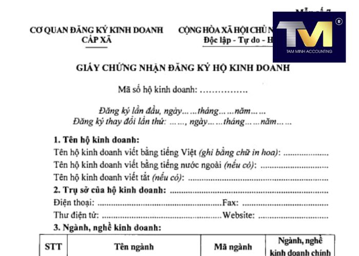 giấy đăng ký hộ kinh doanh mới nhất